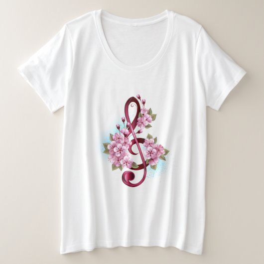 Musical treble clef notes with sakura flowers (Design devant)