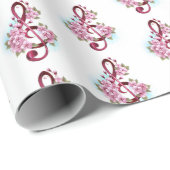 Musical treble clef notes with Sakura flowers Cadeaupapier (Rol Hoek)