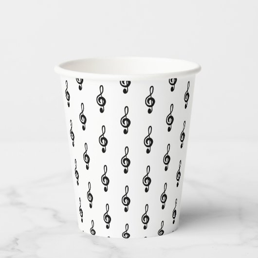 Musical Treble Clef Pattern Papieren Bekers (Voorkant)