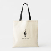 Musical Treble Clef Personalized Tote Bag (Achterkant)