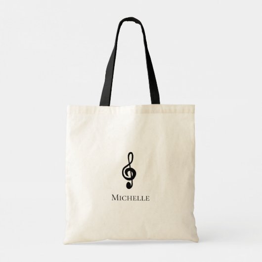 Musical Treble Clef Personalized Tote Bag (Achterkant)