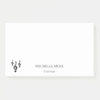 Musical Treble Clef Symbols Cute Black White Post-it® Notes