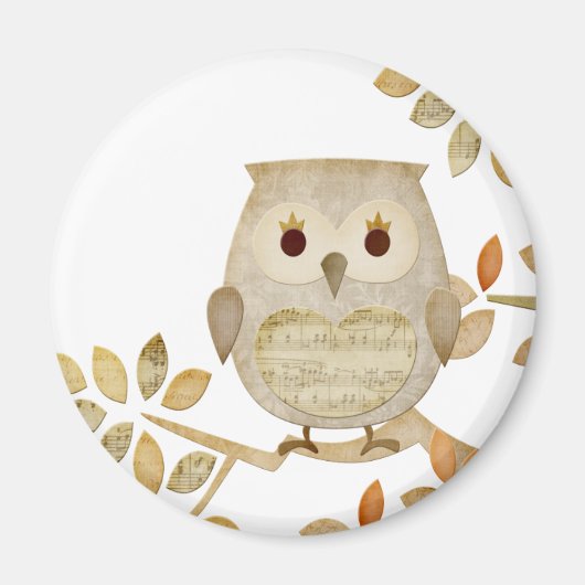 Musical Tree Owl Magneet (Voorkant)