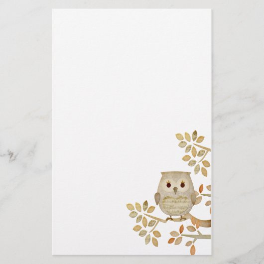 Musical Tree Owl Stationery Briefpapier (Voorkant)