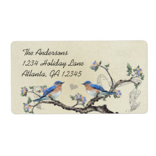 Musical Vintage Bluebirds Étiquettes de coeur