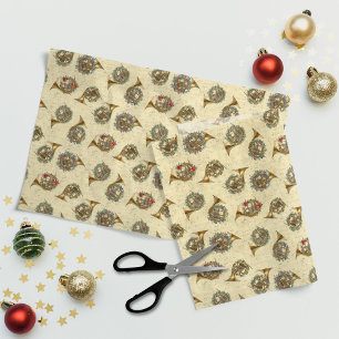 Musical Vintage Kerstmis, French Horns Tissuepapier