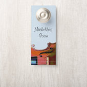 Musical Violin Blue Cute Typography (Op knop)