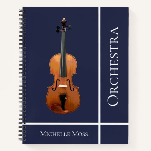 Musical Violin Custom Blue Notitieboek (Voorkant)