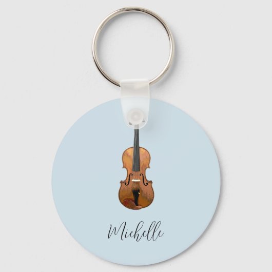 Musical Violin Cute Blue Sleutelhanger (Voorkant)