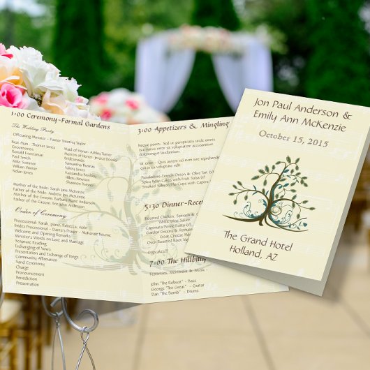 Musical Whimsical Tree Wedding Programme de mariag