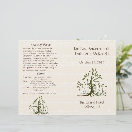 Musical Whispy Tree Wedding Programme (Debout devant)