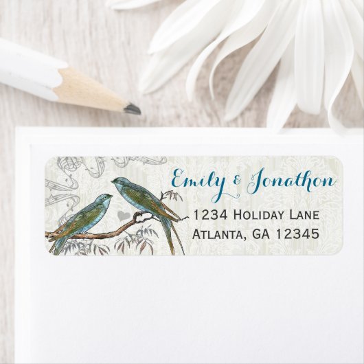 Musical Wood Texture Birds Labels (Insitu)