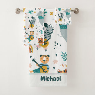 Musical Woodland Animals Bad Handdoek