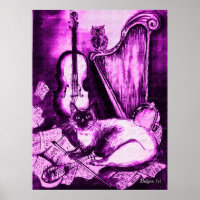 MUSICALE KAT ,Paars en Wit
