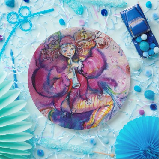 MUSICALE ROZE CLOWN EN UIL PAPIEREN BORDJE (Feest)