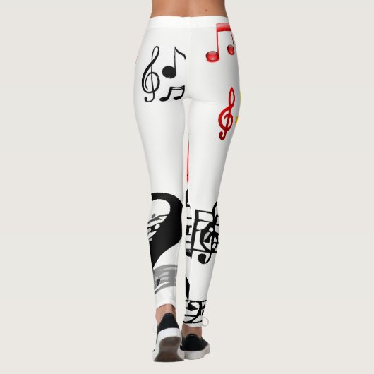 Musici witte rode lange leggings voor haar (Achterkant)