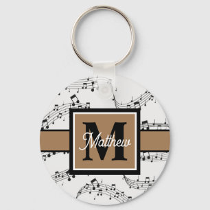 Musiciaans monogram zwart en wit sleutelhanger