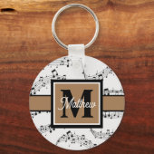 Musiciaans monogram zwart en wit sleutelhanger (Voorkant)