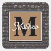 Musiciaanse monogram vierkante sticker (Voorkant)