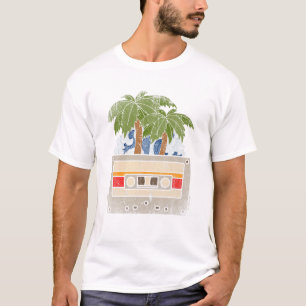 Musiciaanse palmbomen Retro 80S Cassette Tropical T-shirt