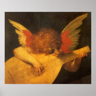 Musician Angel die Lute speelt door Rosso Fiorenti Poster