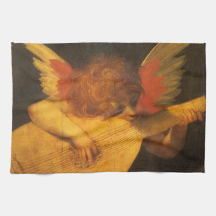 Musician Angel die Lute speelt door Rosso Fiorenti Theedoek