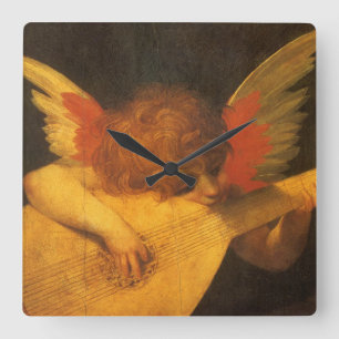 Musician Angel die Lute speelt door Rosso Fiorenti Vierkante Klok
