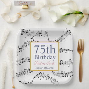 Musician Birthday Black and White Music Note Papieren Bordje