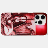 MUSICIAN CAT,OWL,MUZIEKINSTRUMENTEN IN RODE RUBY Case-Mate iPhone CASE (Achterkant (horizontaal))