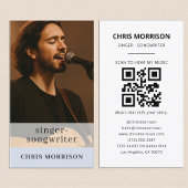 Musician Dusty Blue QR Code Business Card Visitekaartje