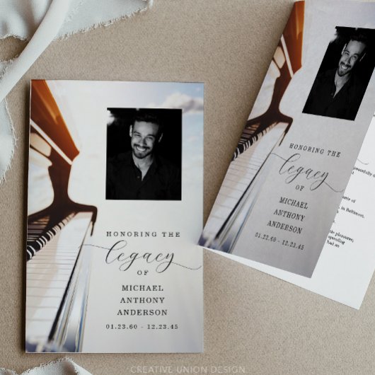 Musician Funeral Program Sjabloon Piano Flyer