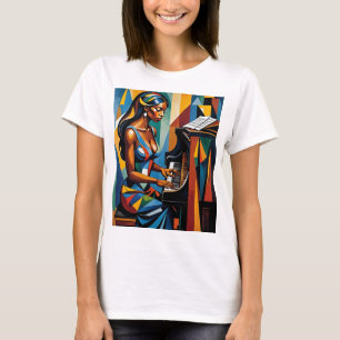 Musicien Abstrait coloré Jouant T-shirt Piano