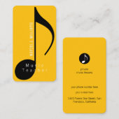 Musicien Carte de visite jaune avec note musicale (Devant / Derrière)