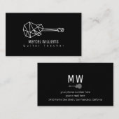 Musicien Carte de visite noir avec guitare (Devant / Derrière)