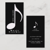musicien carte de visite noir avec note musicale (Devant / Derrière)
