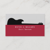 musicien carte de visite rouge avec guitare noire (Devant)