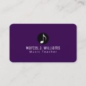 Musicien Carte de visite violet avec note musicale (Devant)