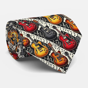 Musicien Faux Soie Cravate Guitare Notes de Musi