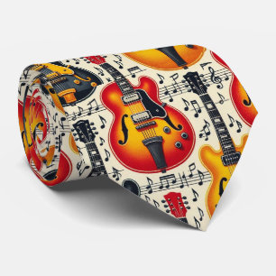 Musicien Faux Soie Cravate Guitare Notes de Musi