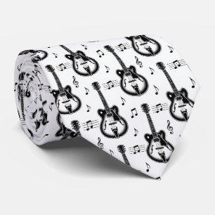 Musicien Faux Soie Cravate Guitare Notes de Musi