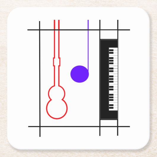 Musikinstrument Vierkante Kartonnen Onderzetter (Voorkant)