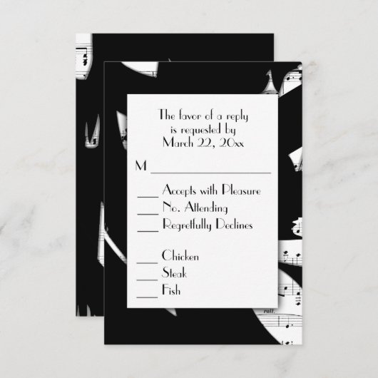 Musique Abstraite noire et blanche RSVP avec choix (Devant / Derrière)