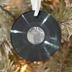 Musique=Amour Arrondi Vinyl Record Ornament