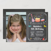 Musique Anniversaire Invitation Chalkboard Photo (Devant / Derrière)