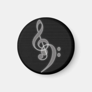 Musique - Arbre et Clé de basse - Magnet rond