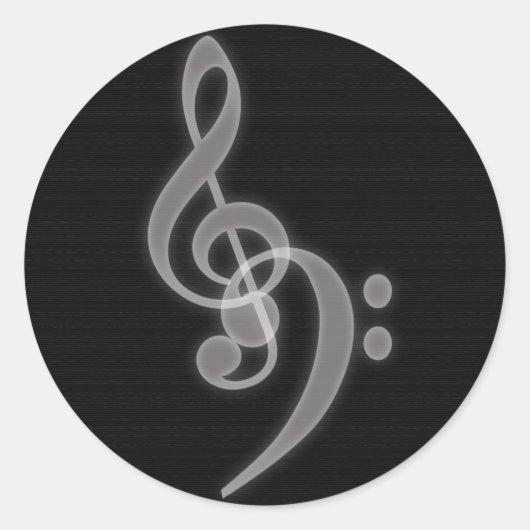 Musique - Arbre et Clé de basse - Sticker rond (Devant)