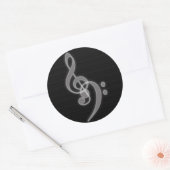 Musique - Arbre et Clé de basse - Sticker rond (Enveloppe)