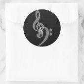 Musique - Arbre et Clé de basse - Sticker rond (Sac)