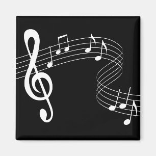 Musique coulant en blanc sur un aimant noir