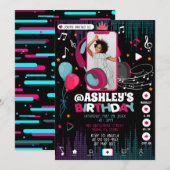 Musique Dance Party Photo Anniversaire Invitation (Devant / Derrière)